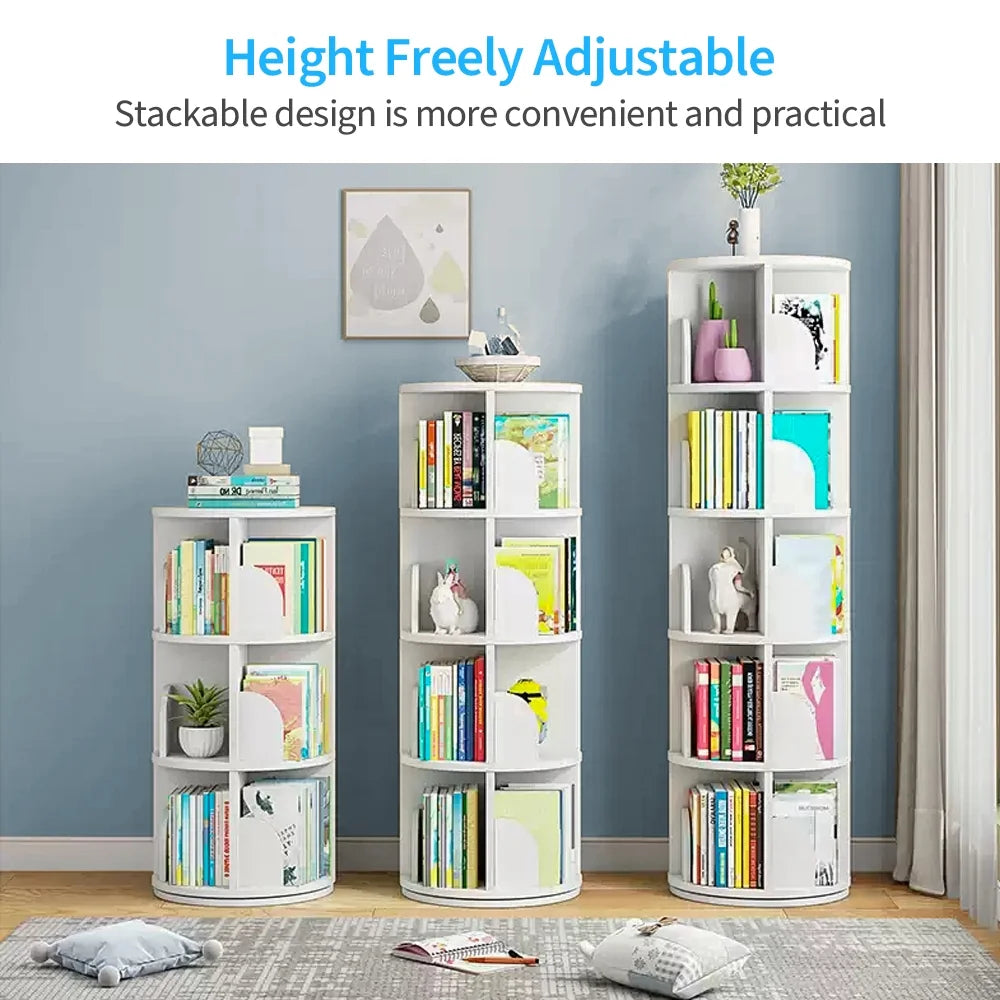 5 Tier Rotating Bookshelf White H66655