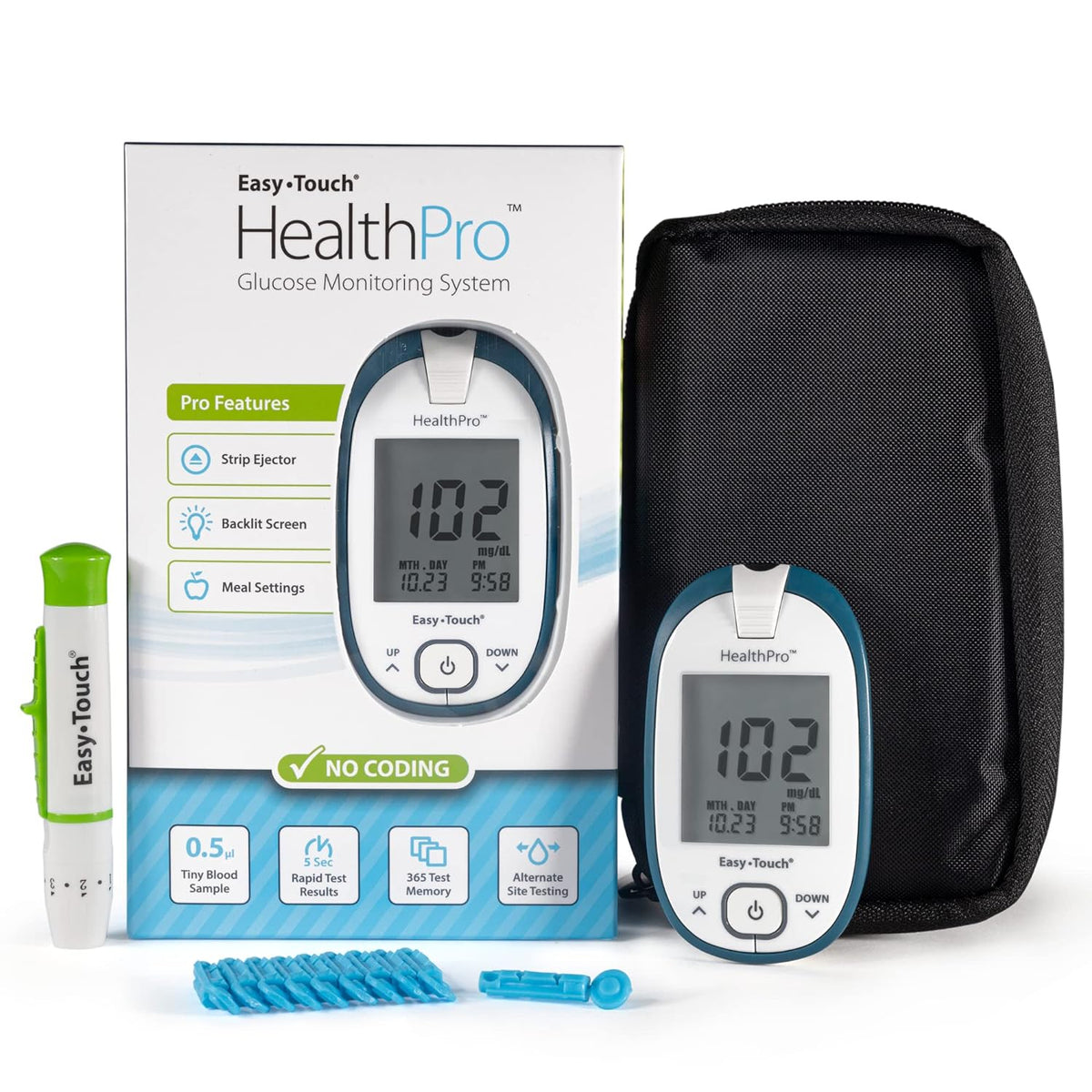 Glucose Monitoring Meter with Lancing Device & 10 Lancets E5386