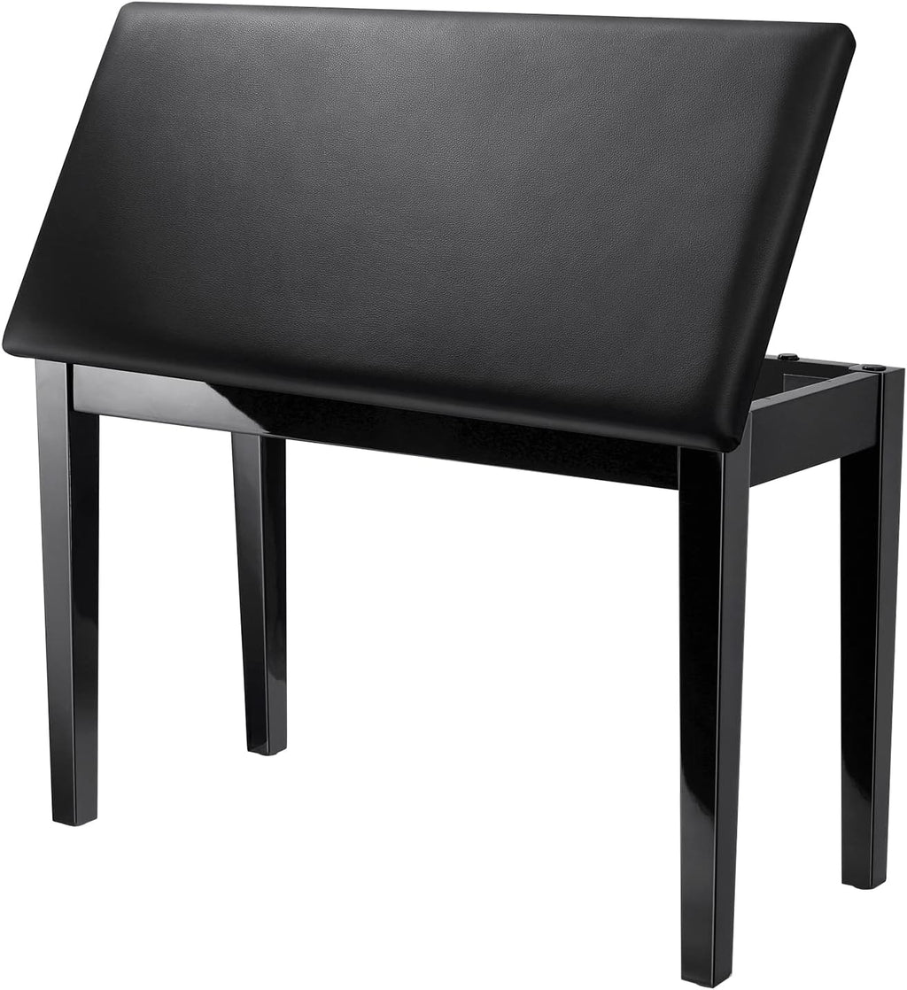 Black Solid Wooden Piano Bench with Storage G374