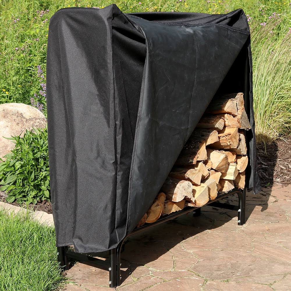 Black Firewood Log Rack with Cover A9310