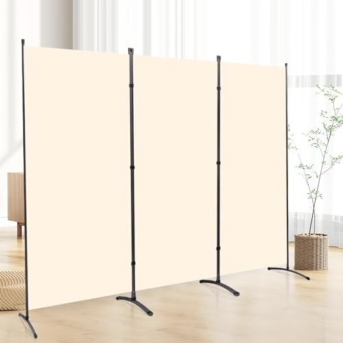 Grey 3 Panel Folding Room Divider Screen with Metal Frame C759