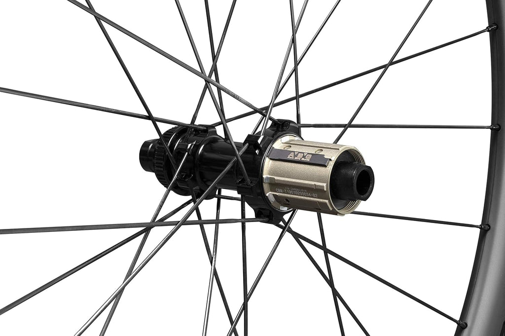 Carbon Road Bike Disc Wheelset 50 mm Clincher Tubeless Ready 25mm Center Lock Thru Axle T8153