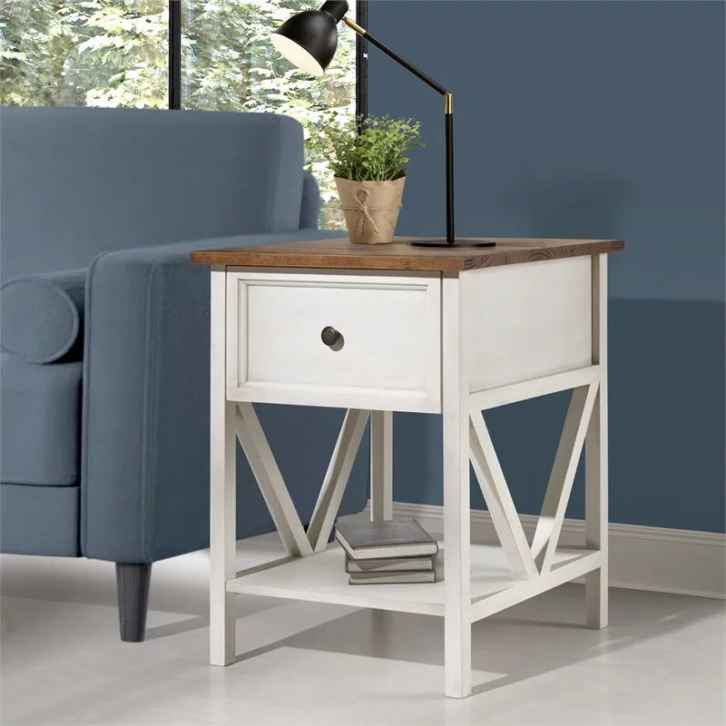 2 Piece Living Room Set with Coffee Table and End Table in White M38775