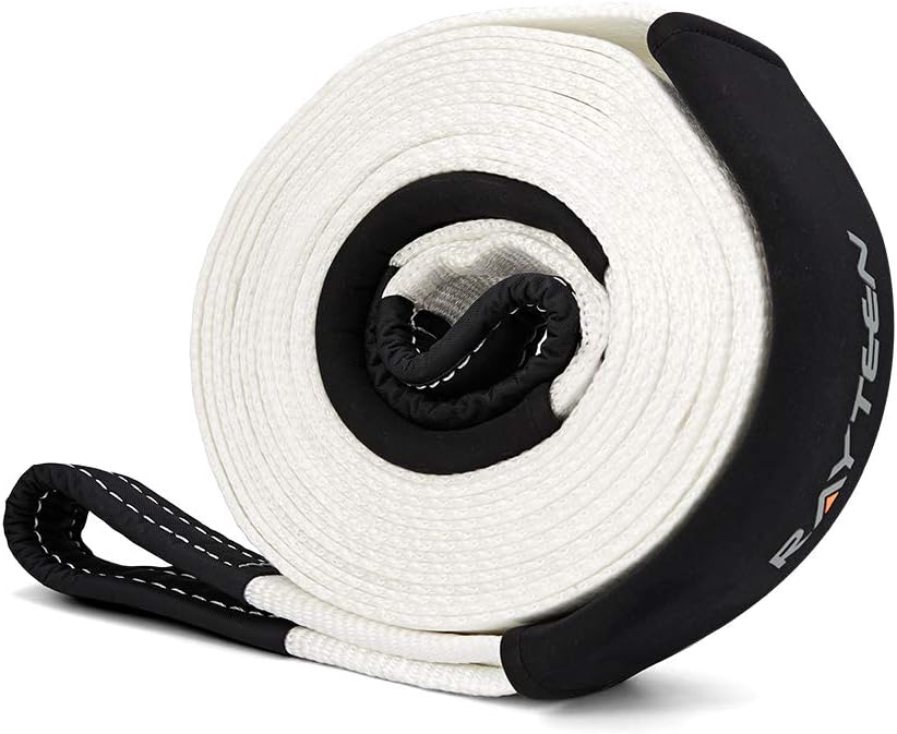 Nylon Kinetic Snatch Strap 4in x 30ft 24,200lb Pulling Force Reinforced Loops Protection Sleeves Pack of 2 K45905