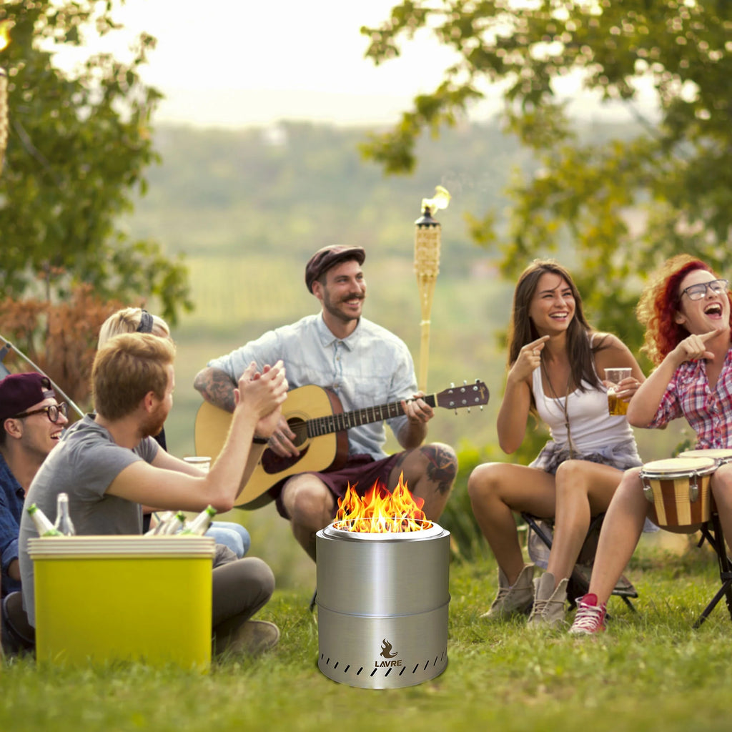 Stainless Steel Smokeless Wood Burning Fire Pit with Grill O723757