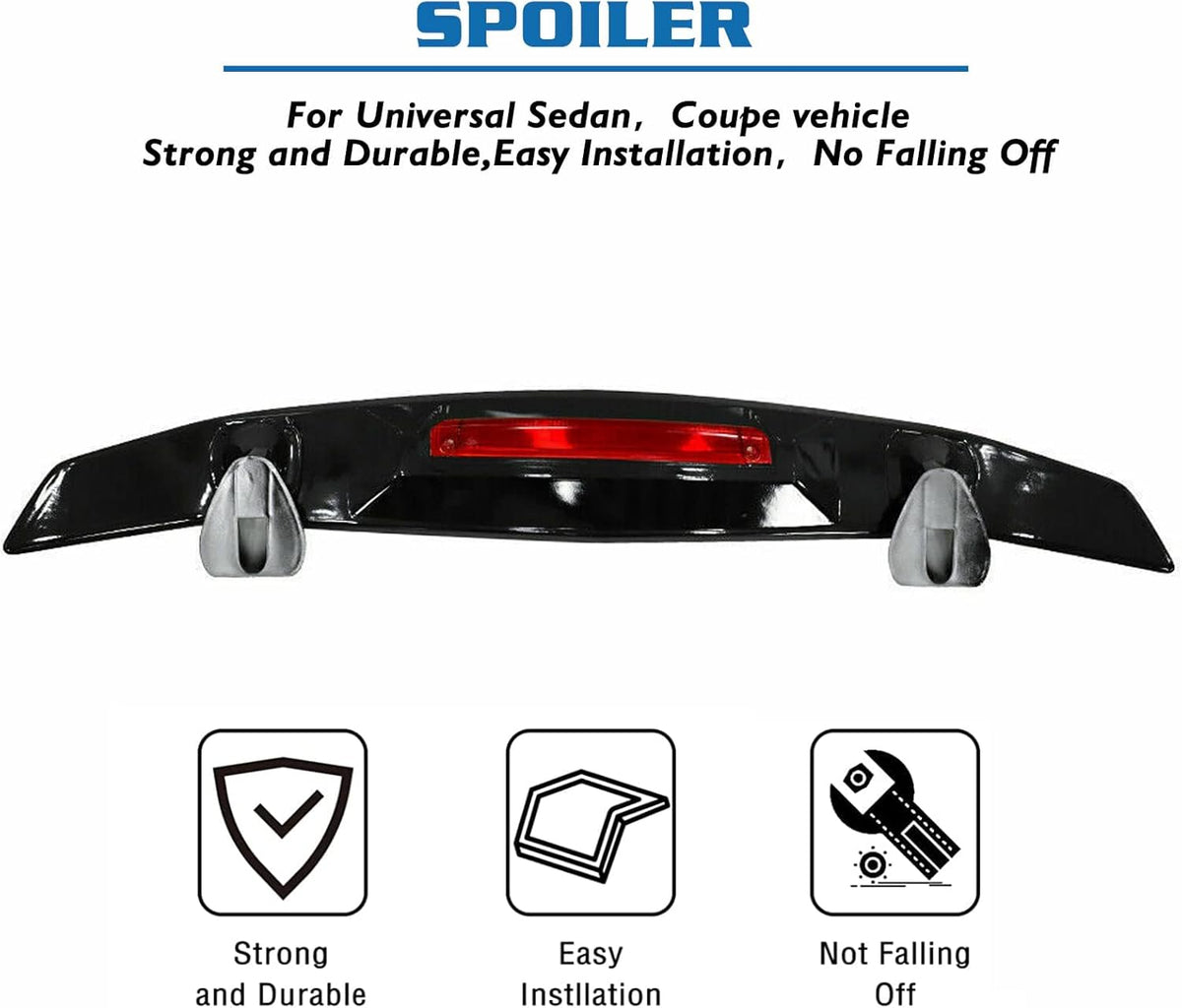 Rear Trunk Spoiler GT Wing 46Inch Lightweight Glossy Black Universal Car K986477
