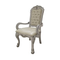 26 Inch Tufted Dining Armchair Set of 2 Faux Leather Bone White A5301