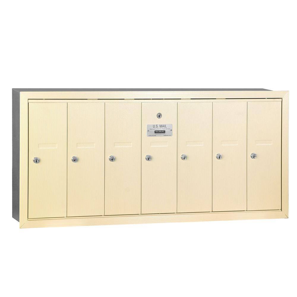 7 Door Sandstone Recessed Mounted Vertical Mailbox I800