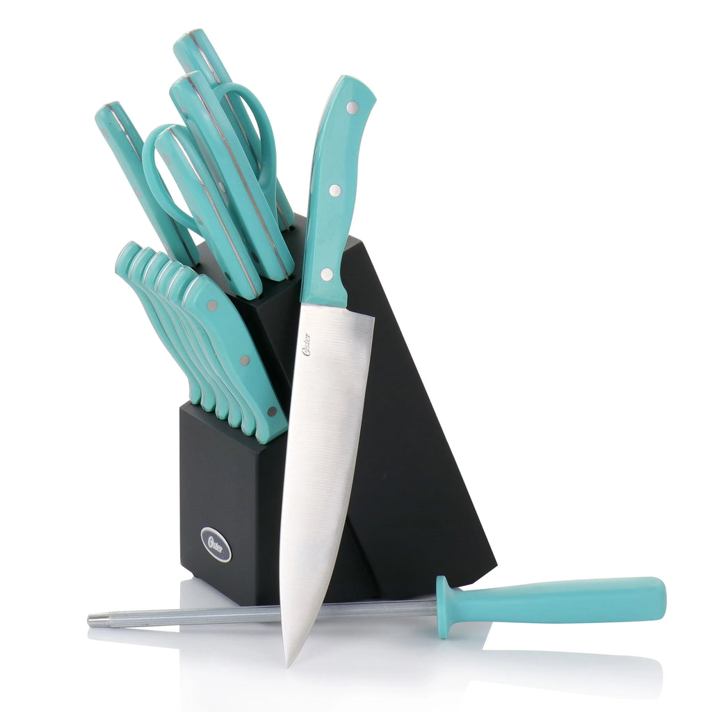 14 Piece Stainless Steel Cutlery Set Light Blue W176