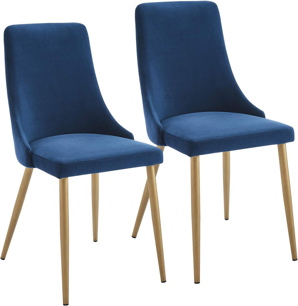 Blue Velvet & Metal Side Chair Set of 2 Z2843