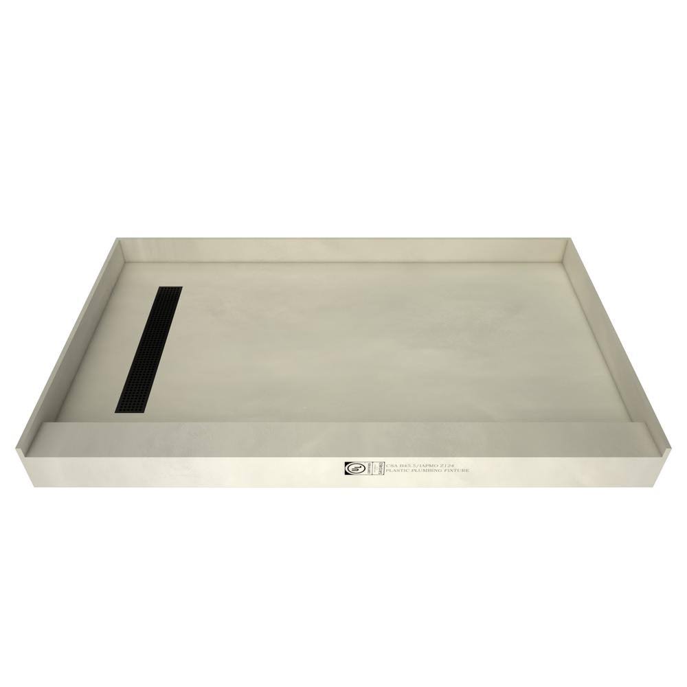 Matte Black Single Threshold Shower Base with Left Drain A934992
