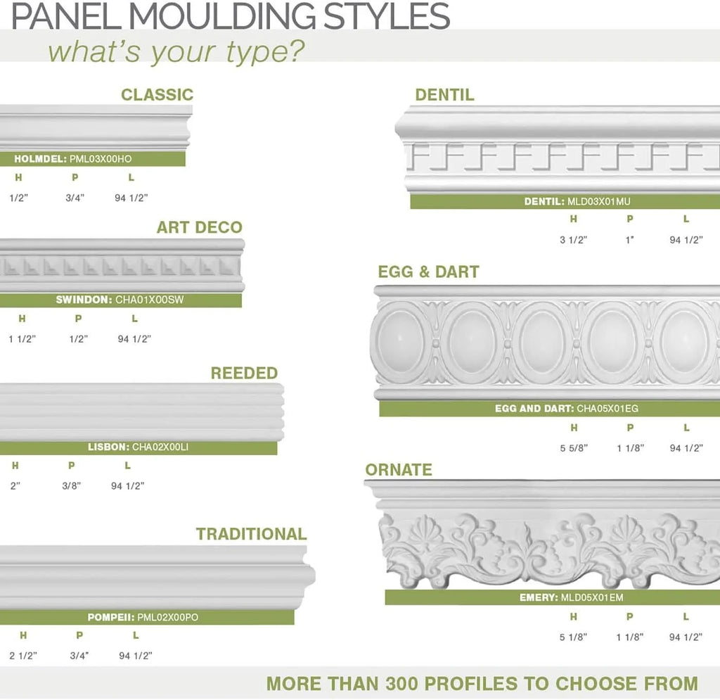 2 3/8"H x 1 1/4"P x 94 1/2"L Primed Panel Moulding I907502