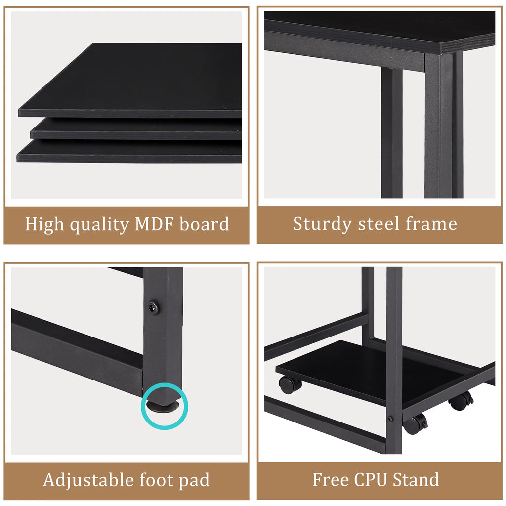 Black U-shaped Computer Desk with CPU Stand Q609