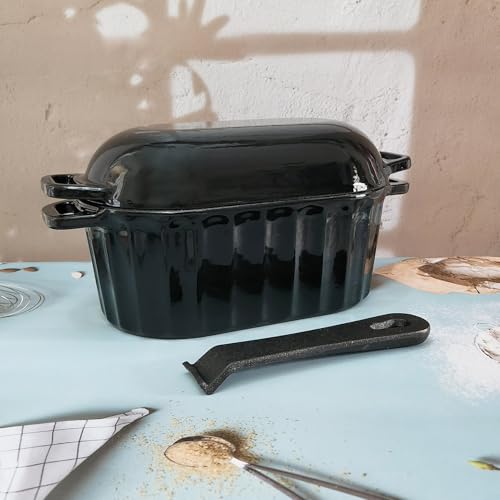 Black Enameled Cast Iron Bread Pan with Lid 4 Qt X87141