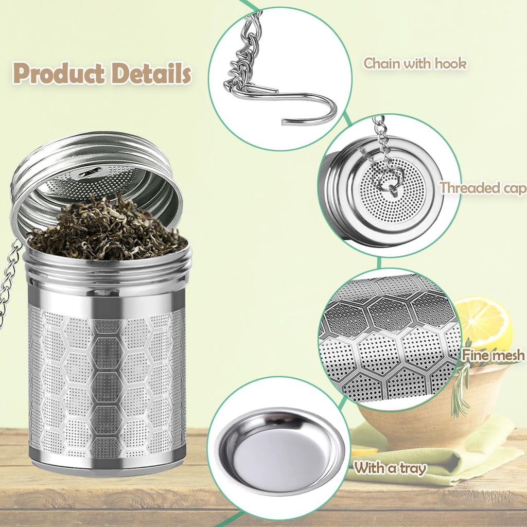 2 Pack Extra Fine Mesh 304 Stainless Steel Tea Infuser with Drip Trays Y659