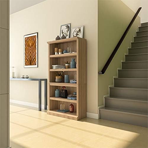 5 Shelf Bookcase with 3 Adjustable Shelves in Salt Oak U7405