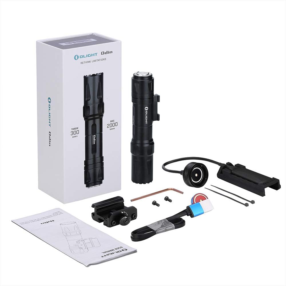 Odin 2000 Lumens Picatinny Rail Mounted Rechargeable Tactical Flashlight with Remote Pressure Switch H3778