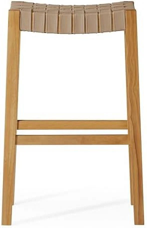 31 Inch Backless Saddle Barstool Weathered Natural Wood Finish B831970