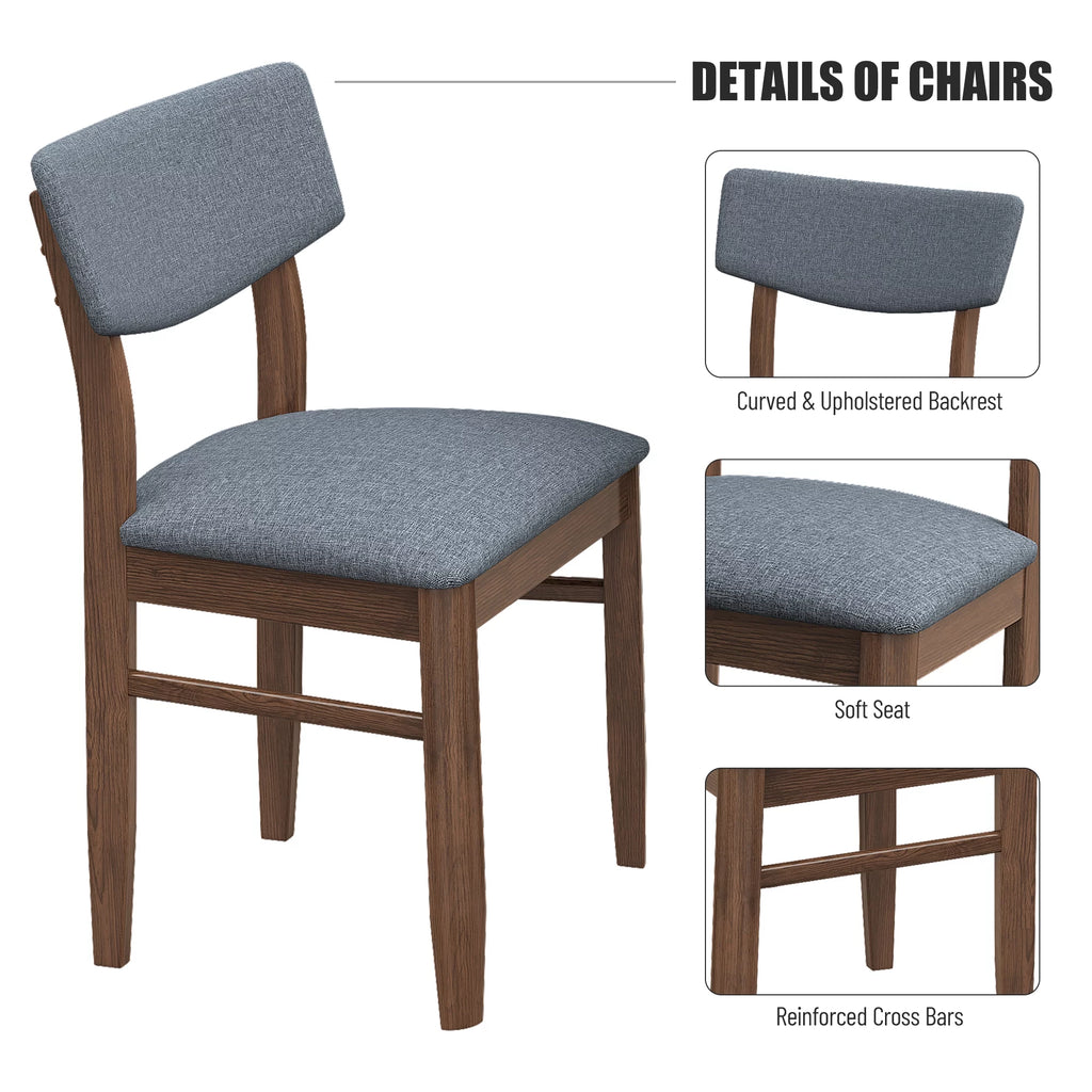 Grey Rubber wood Dining Table Set with 2 Benches and 2 Chairs K83363