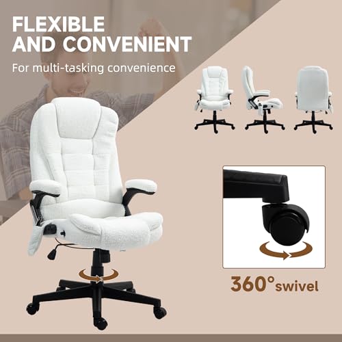 White Velvet High Back Reclining Office Chair with Remote W6196