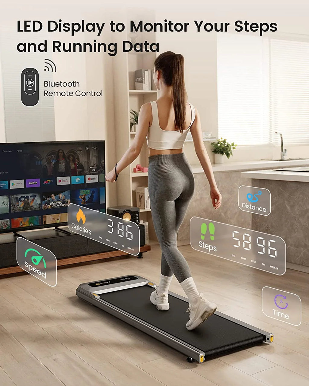 Walking Pad Treadmill 2.25HP 265lb Capacity with Remote Control A370355