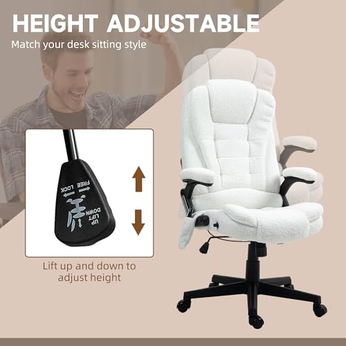 White Velvet High Back Reclining Office Chair with Remote W6196