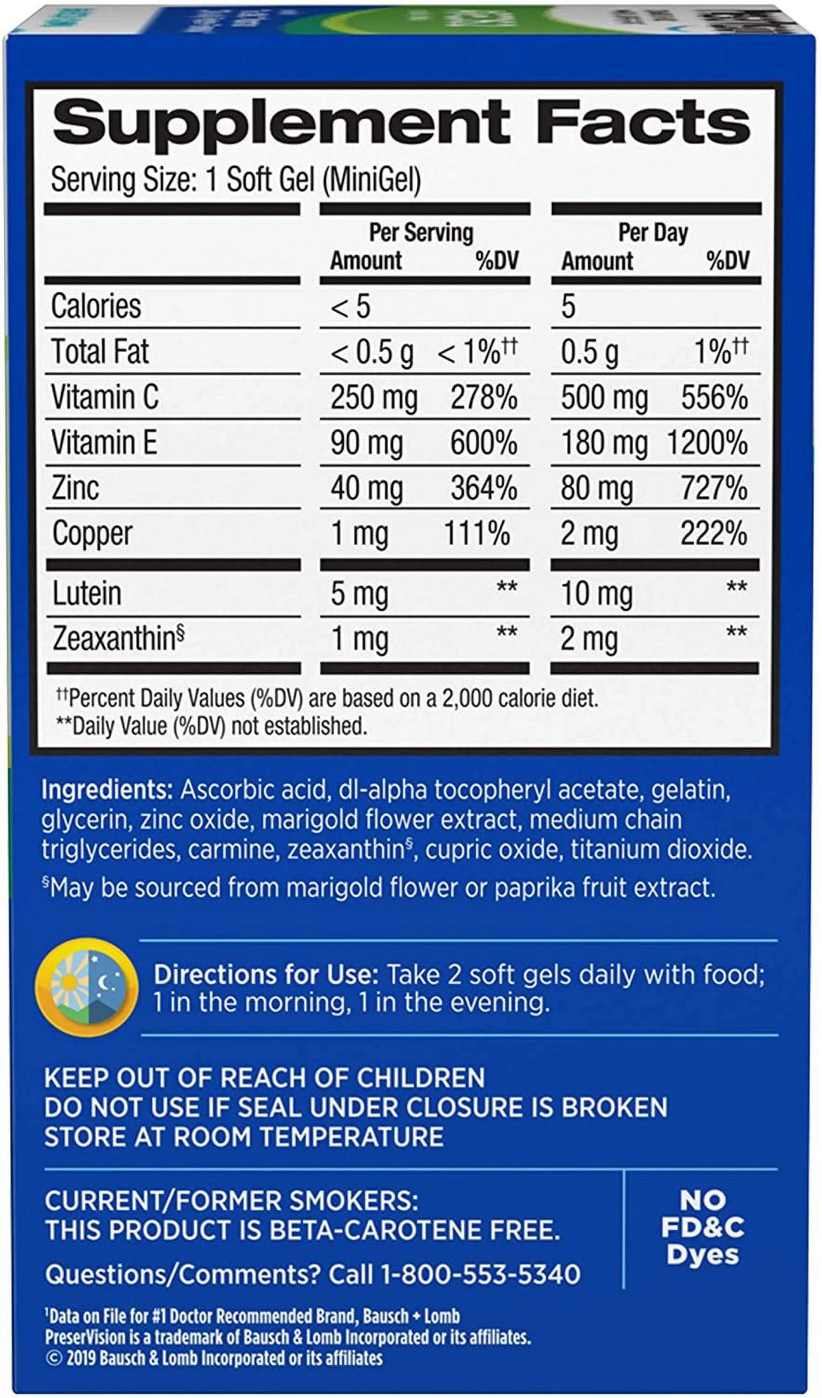 Eye Vitamin & Mineral Supplement Soft Gels G91493