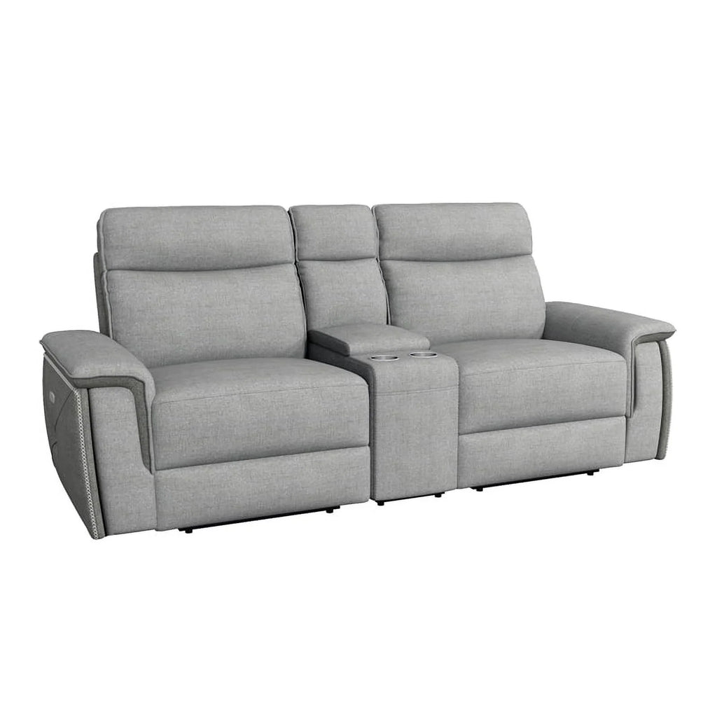 Taupe Gray Fabric Double Reclining Loveseat U470