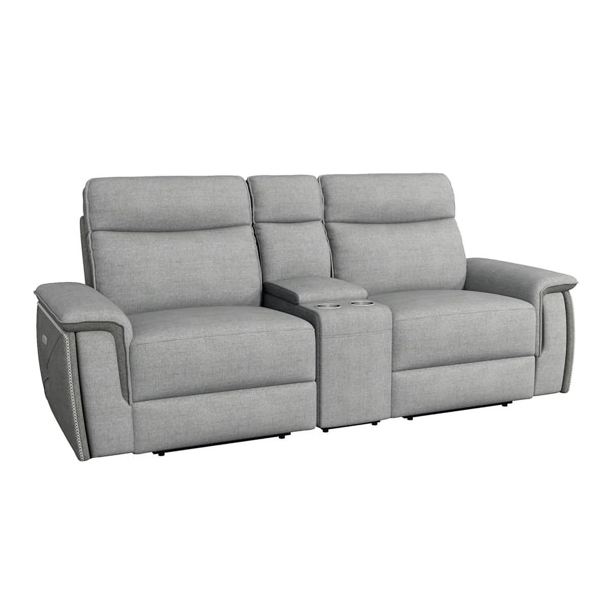 Taupe Gray Fabric Double Reclining Loveseat U470