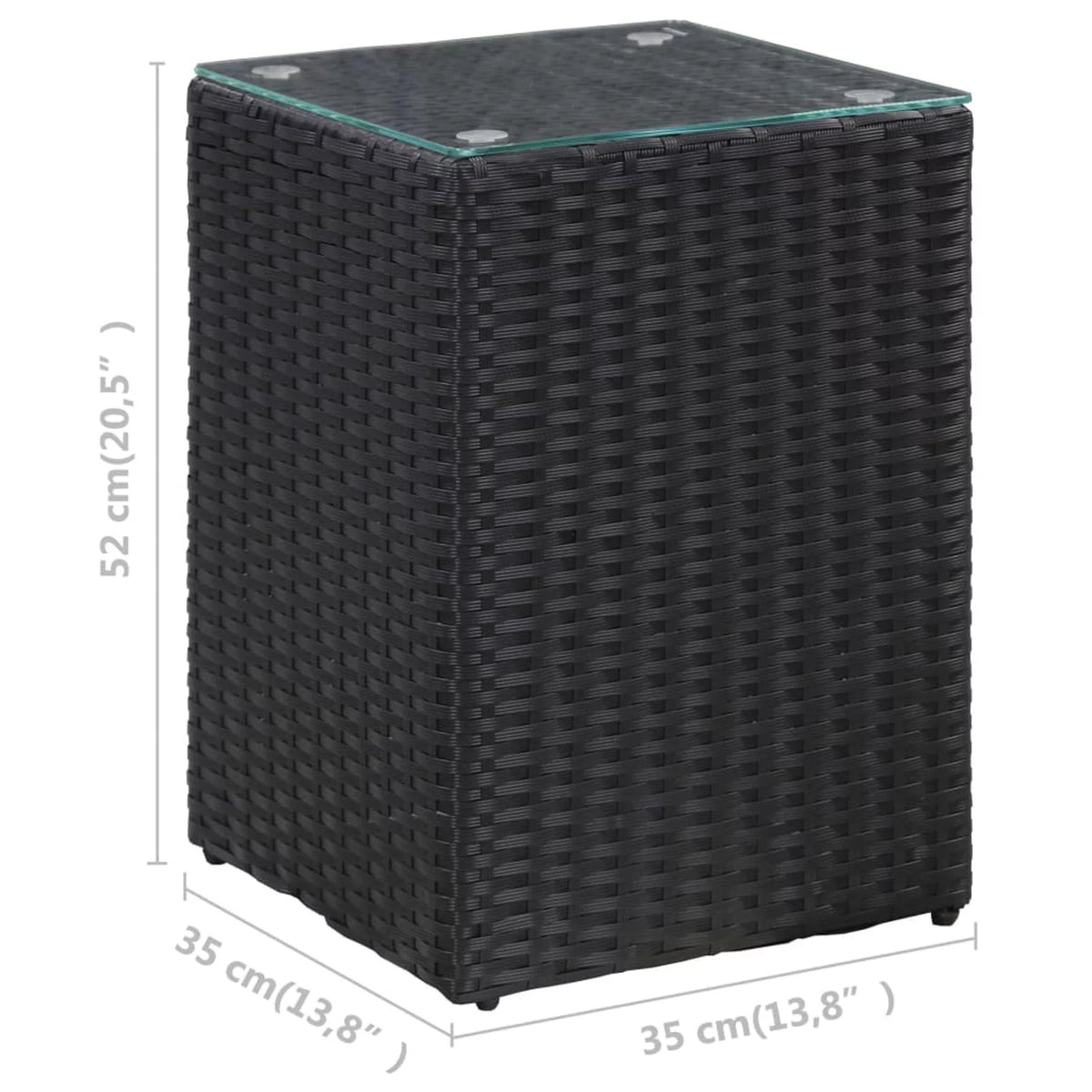 Black Poly Rattan Glass Side Table O11319