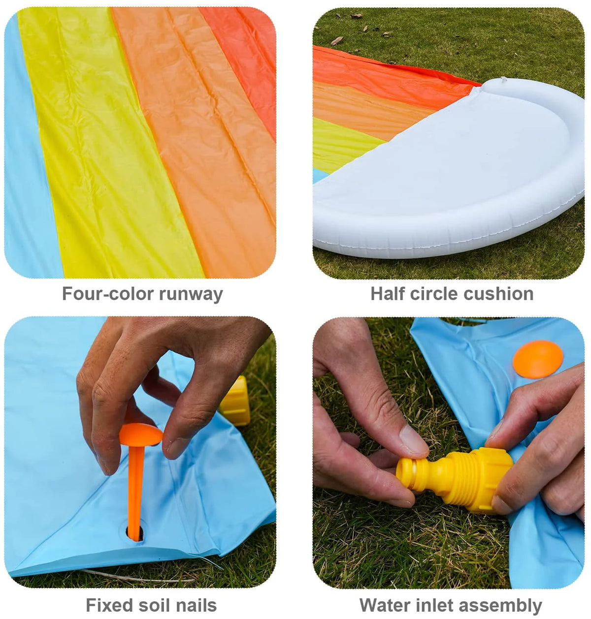 20Ft Rainbow Water Slide with 2 Water Bodyboards Y84449