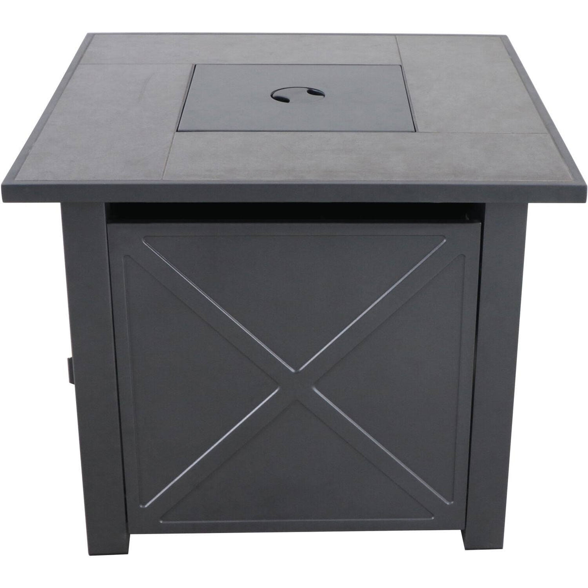 GAS Fire Pit with Tile Top and Light Gray Lava Rocks D51277