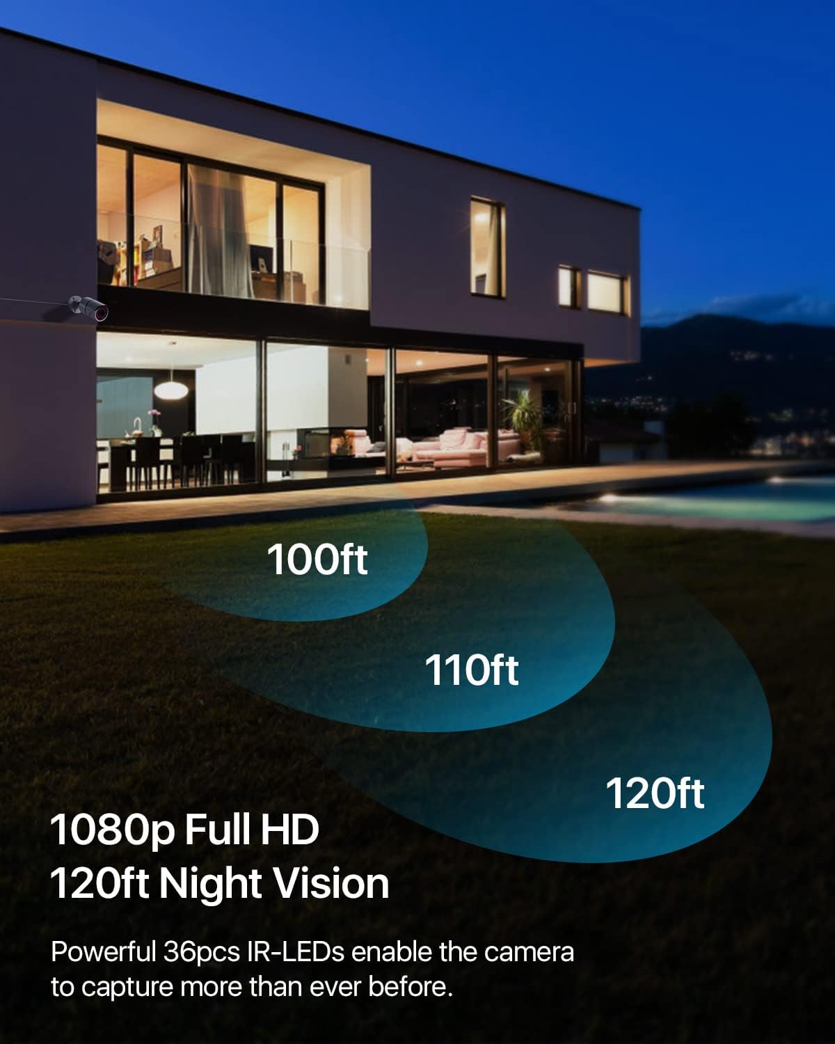 4PACK 1080P HD TVI Security Cameras 120ft Night Vision Waterproof Camera T990