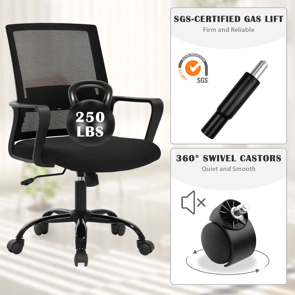 Mesh Office Chair with Lumbar Support Armrest R289