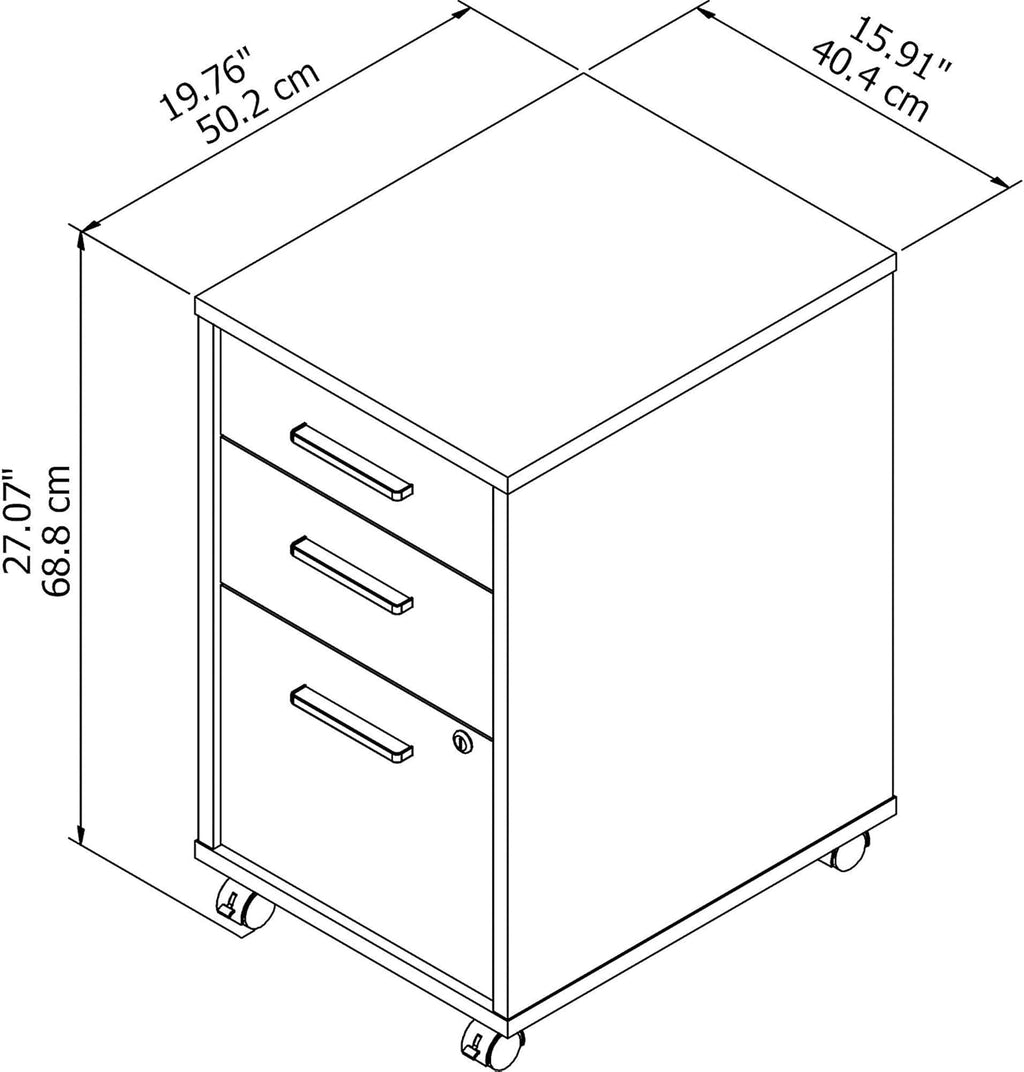 White 3 Drawer Mobile File Cabinet C125183
