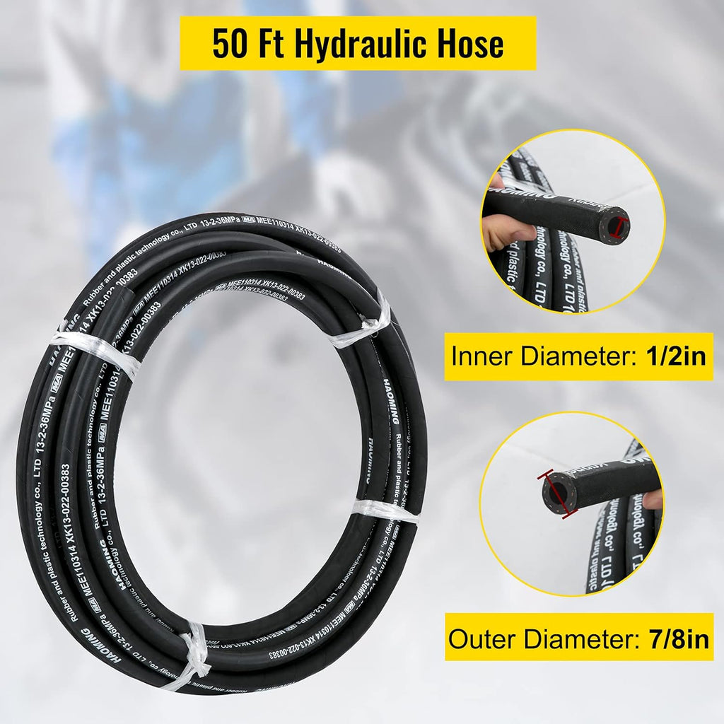 Hydraulic Hose 50 Feet 1/2 Inch 5000 PSI Pack of 2 V42976