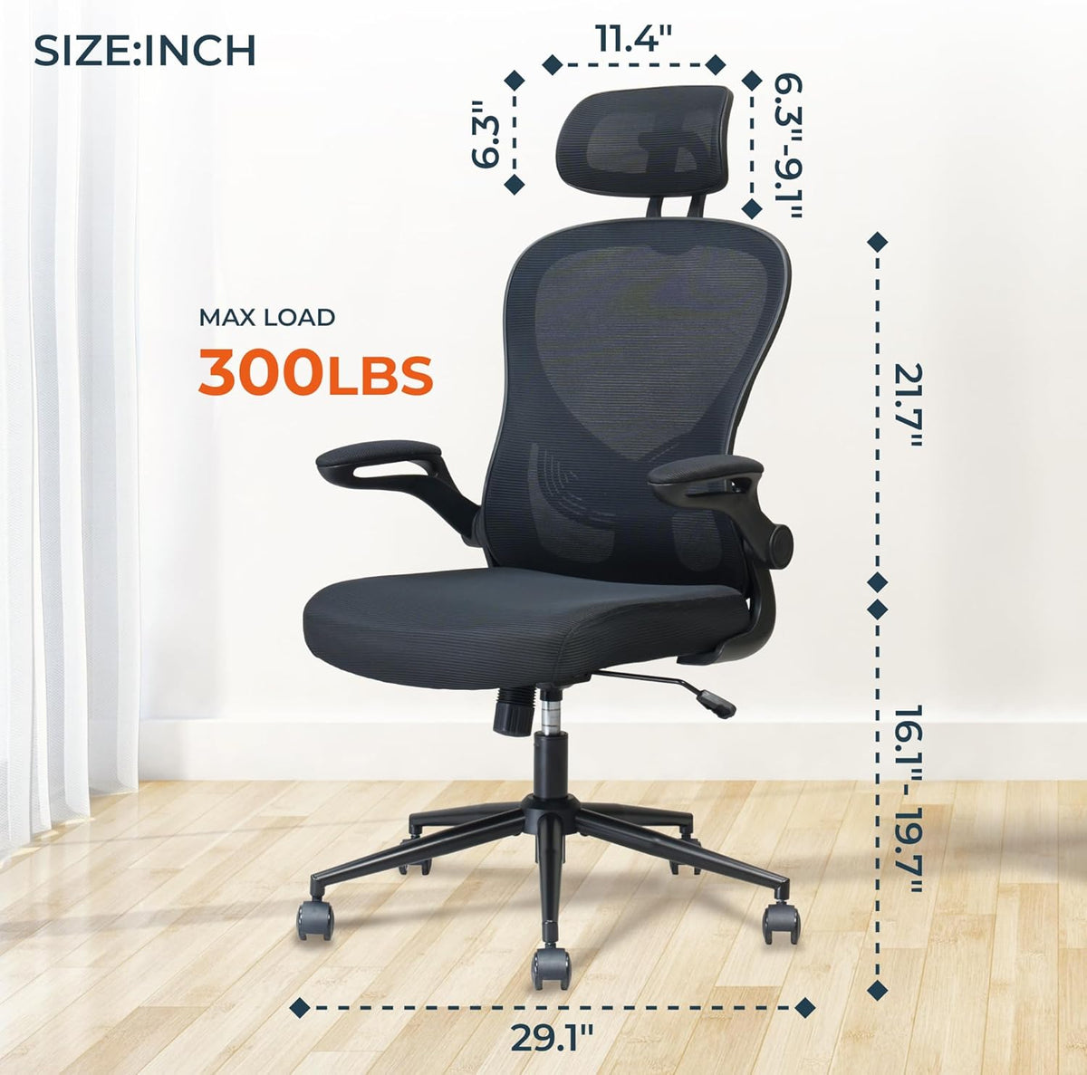High Back Mesh Office Chair with Adjustable Lumbar Support A54023