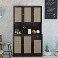 71” Rattan Kitchen Pantry Cabinet with 6 Doors & Drawer N4876