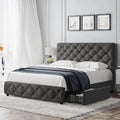Full Linen Upholstered Bed Frame with 4 Drawers C150195