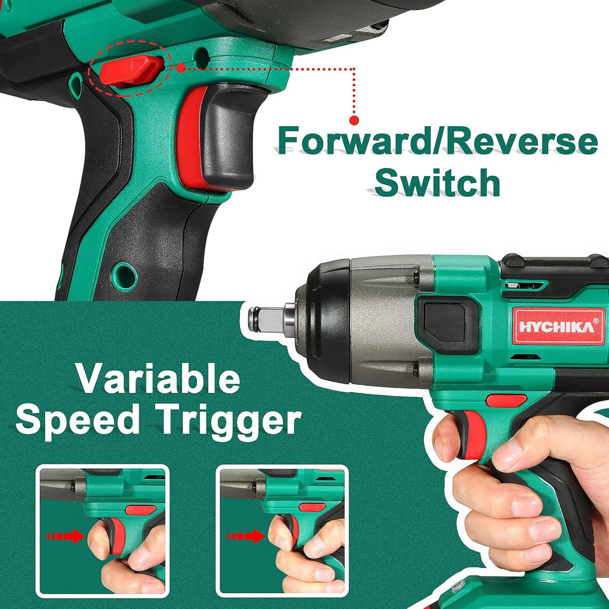 Cordless Impact Wrench 20V Max, 260 Ft-lbs Max Torque, 1/2 Metal Chuck, 4.0 AH Battery, LED Light, 3 Pcs Sockets, Carrying Case H52084