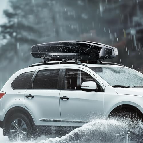 18 Cubic Feet ABS Hard Shell Roof Box with Dual-Sided Opening and 2 Reinforced Straps, Black J185168