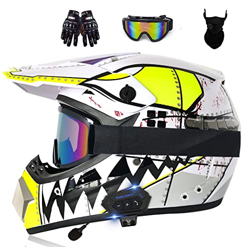 Bluetooth Dirt Bike Helmet Motocross Helmet DOT/ECE Approved N60006