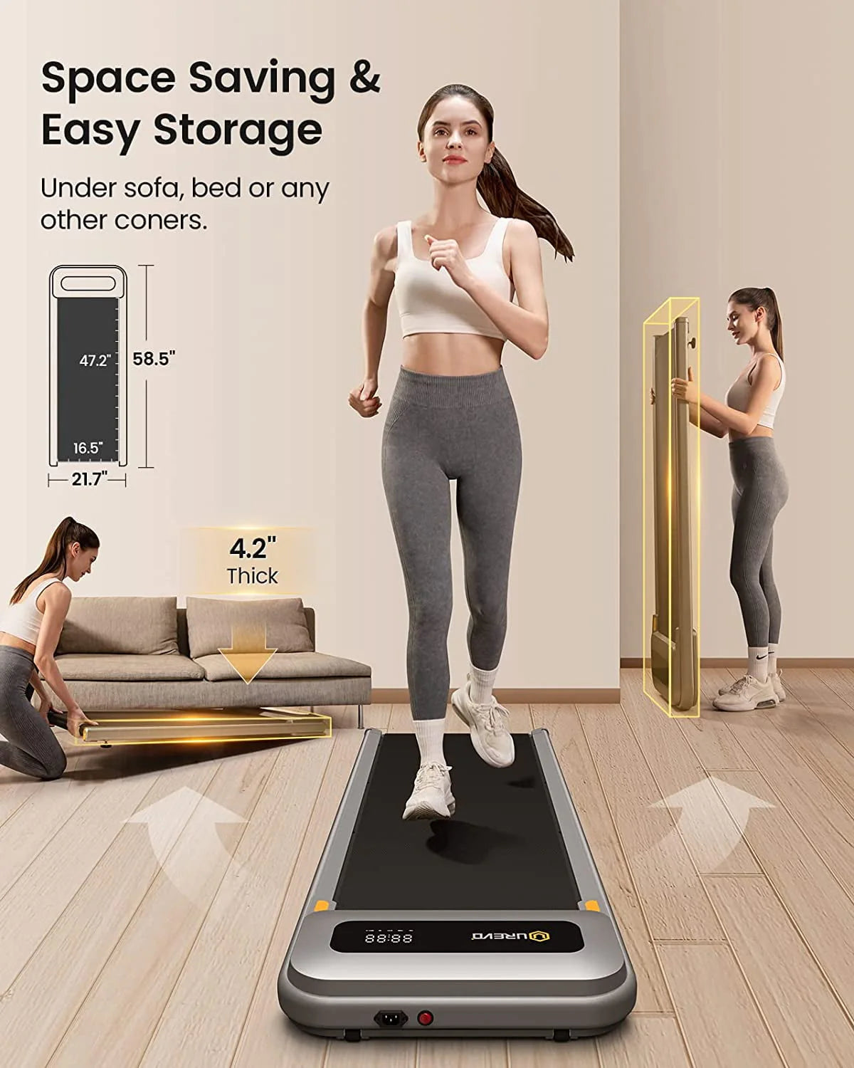 Walking Pad Treadmill 2.25HP 265lb Capacity with Remote Control A370355