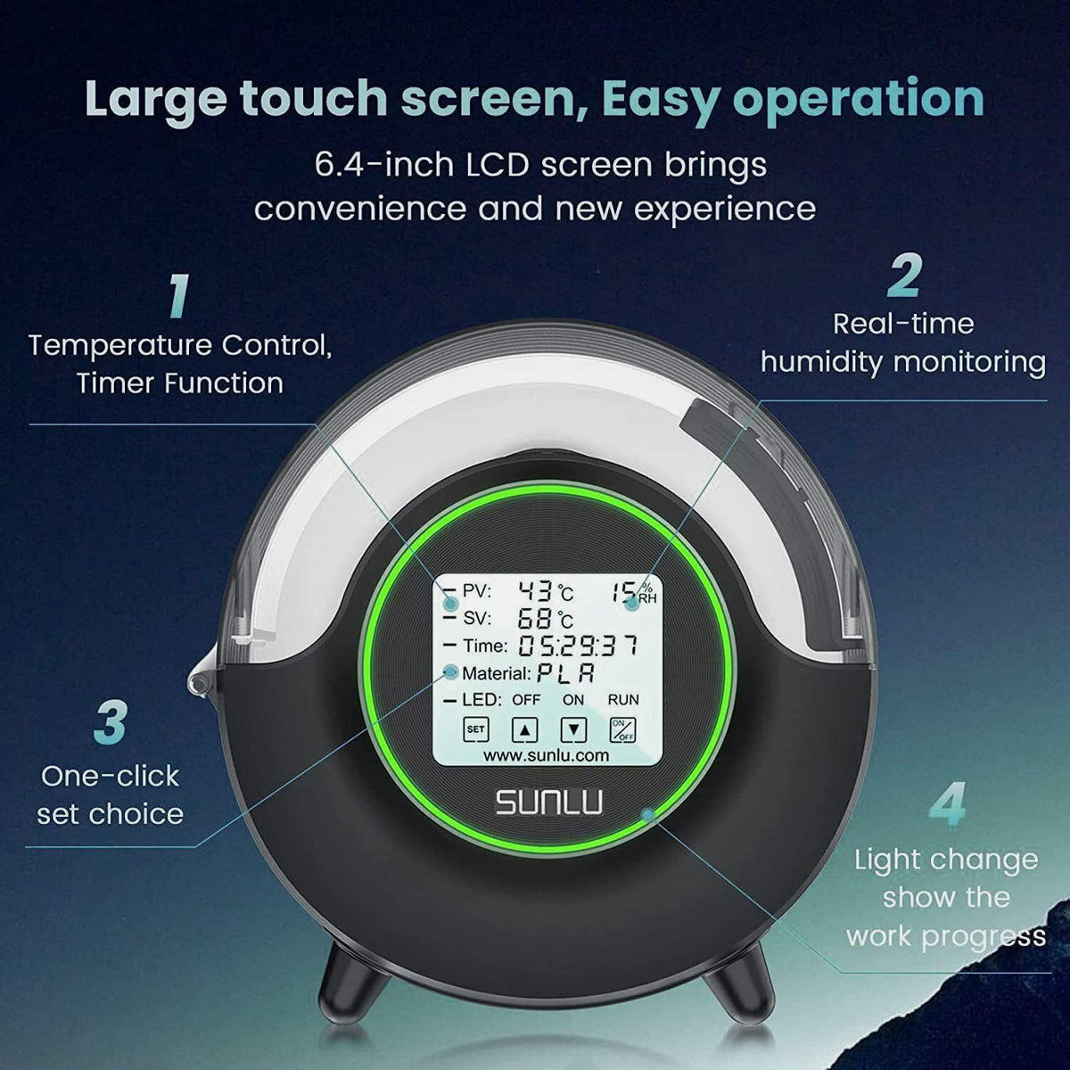 Filament Dryer Box with Fan, 360° Heating, Humidity Display, 1 Kg Spool H6339