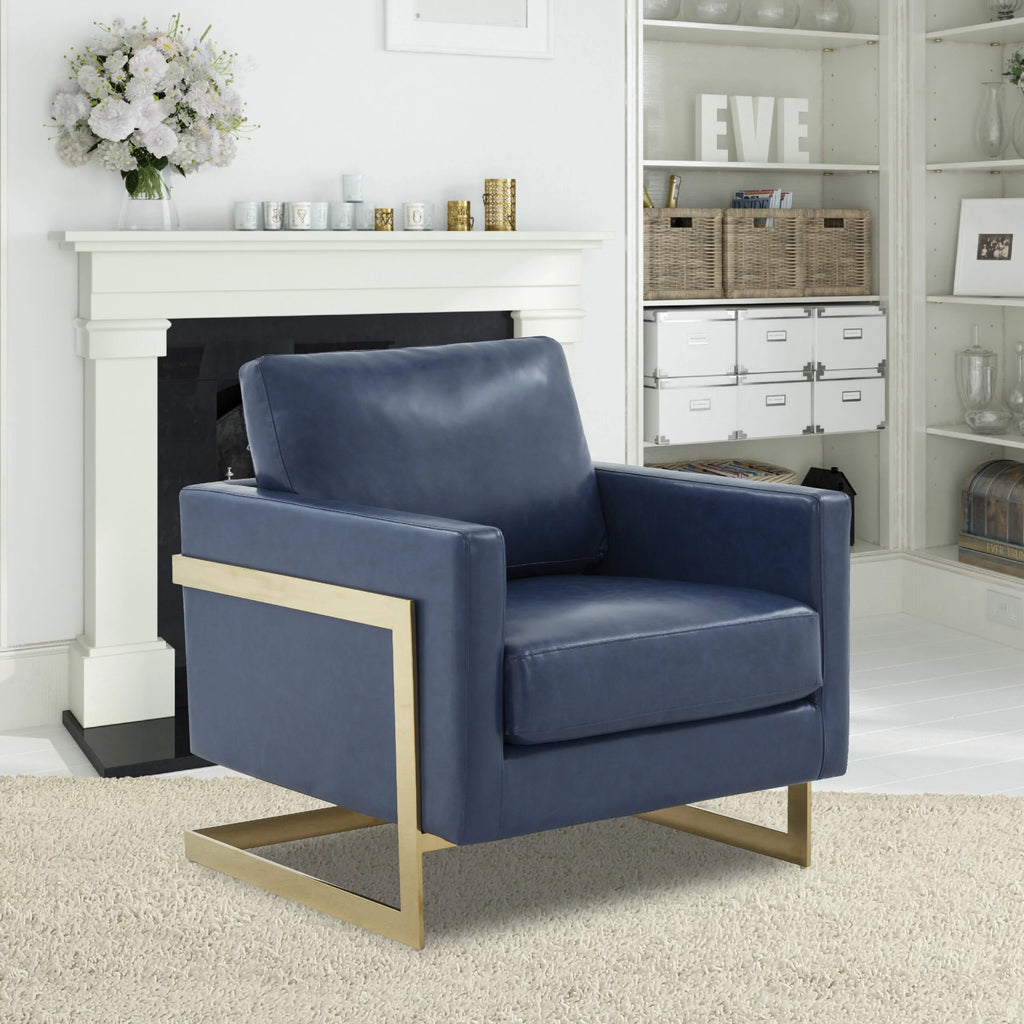 Navy Blue Leather Accent Chair X8657