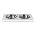 White Two Bowl Pet Food Holder P52264