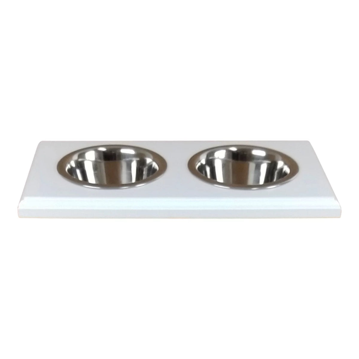 White Two Bowl Pet Food Holder P52264