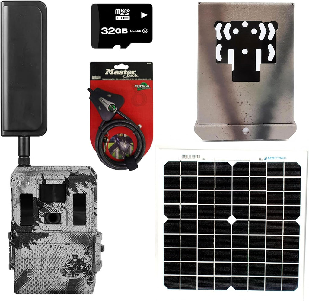 Dual Blackout IR Trail Camera with Security Lock Box, Locking Cable, Solar Panel Charger and 32GB Micro SD E22918