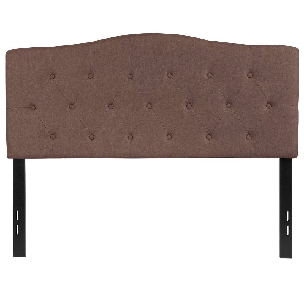 Camel Brown and Black Button Tufted Full Size Headboard K3086