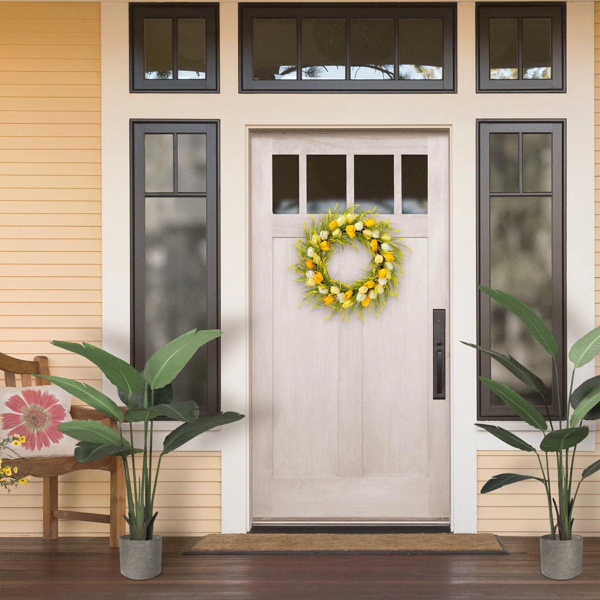 30" Artificial Tulip Floral Wreath B801481